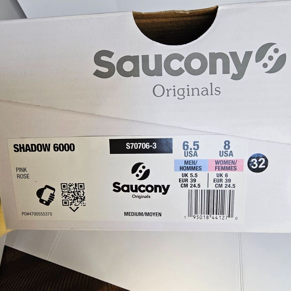 Saucony Shadow 6000 Moc Pink Gum Suede Sneakers W8 M6.5 NIB Retro - Picture 8 of 9